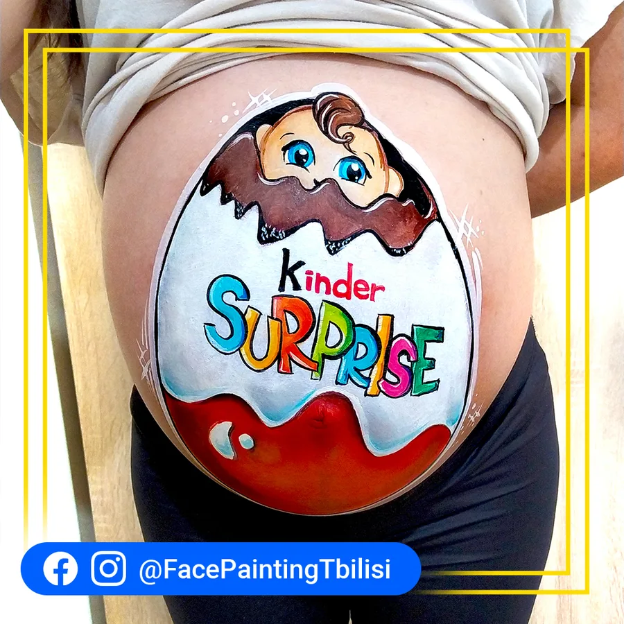 ბოდი-არტი ორსული ქალისთვის — Kinder Surprise, მუცლის მოხატვა თბილისში